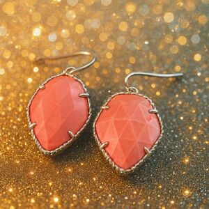 Kendra Scott Corley Drop Earrings – Orange Coral & Gold Tone Retired
